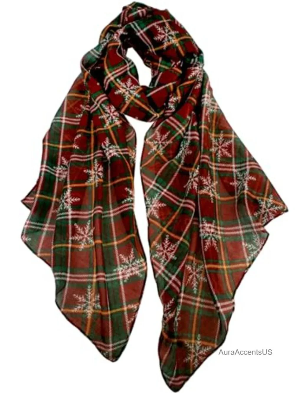 Soft Lightweight 100% Viscose Christmas Print Scarf for Women - Festive Holiday